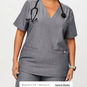 Figs Casma Three Pocket Scrub Top 3xl Gray